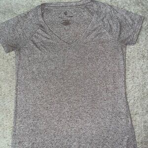 Juicy Couture Heathered Light Gray V-Neck Short Sleeve Tee